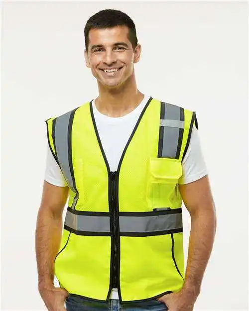 Kishigo 1595-1598 Standard Contrast Vest - Lime Black