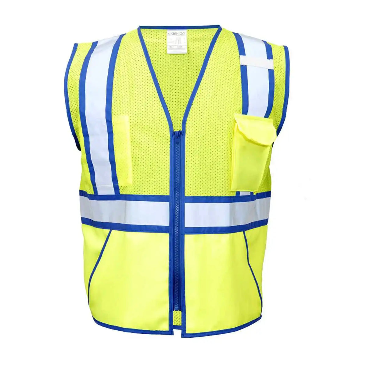 Kishigo 1598 Standard Contrast Vest - Lime Blue