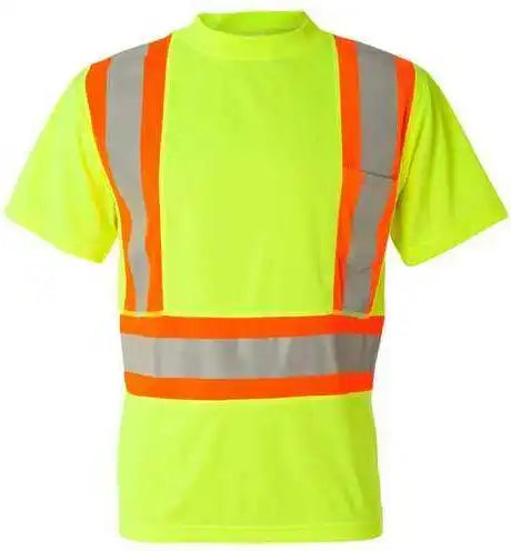 Kishigo 9120 9121 Class 2 Flat Stitch Self Fabric Panels t Shirt Lime
