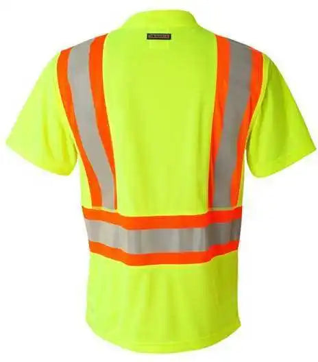 Kishigo 9120 9121 Class 2 Flat Stitch Self Fabric Panels t Shirt Lime