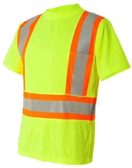 Kishigo 9120 9121 Class 2 Flat Stitch Self Fabric Panels t Shirt Lime