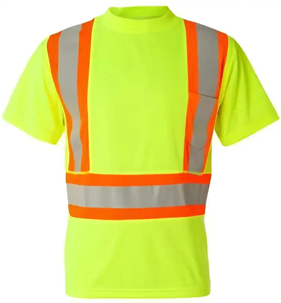 Kishigo 9120-9121 Class 2 Flat Stitch Self-fabric Panels T-shirt - Lime