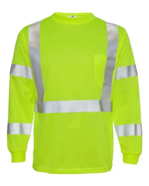 Kishigo 9145 9146 Long Sleeve Class 3 t Shirt Lime