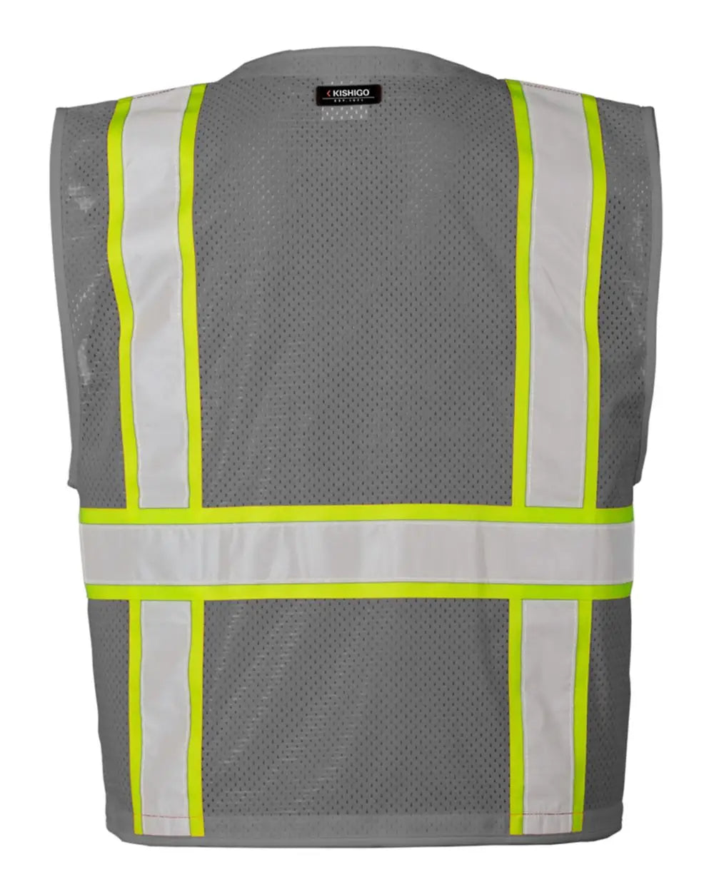 Kishigo B100-111 Ev Series Enhanced Visibility Multi-pocket Mesh Vest - Grey Lime - B111