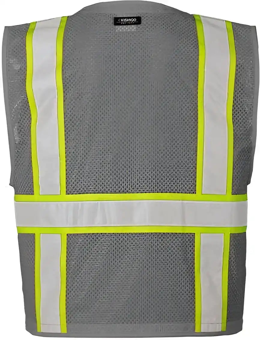 Kishigo B100-111 Ev Series Enhanced Visibility Multi-pocket Mesh Vest - Grey Lime - B111
