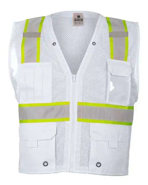 Kishigo B100-111 Ev Series Enhanced Visibility Multi-pocket Mesh Vest - White - B105