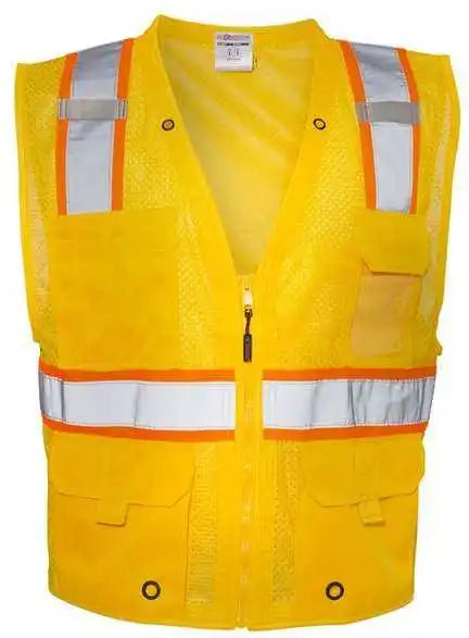 Kishigo B100-111 Ev Series Enhanced Visibility Multi-pocket Mesh Vest - Yellow Orange - B106