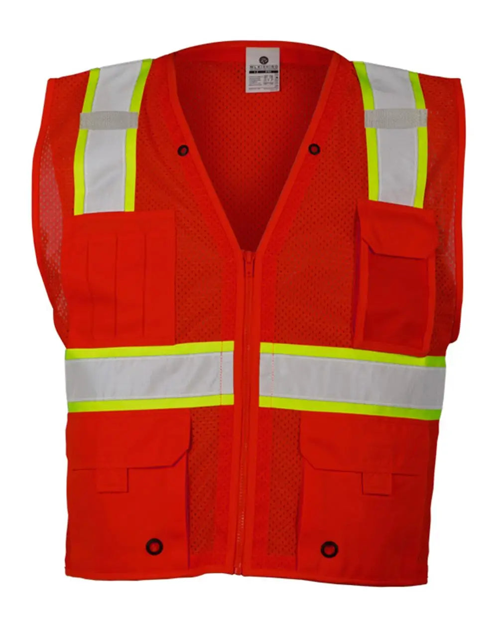 Kishigo B100-111 Ev Series Enhanced Visibility Multi-pocket Mesh Vest - Red Lime - B103