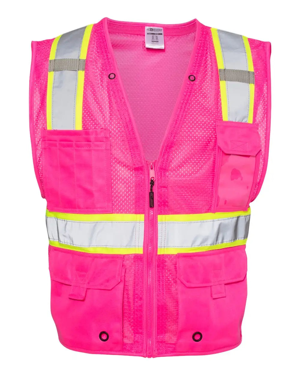 Kishigo B100-111 Ev Series Enhanced Visibility Multi-pocket Mesh Vest - Pink Lime - B107