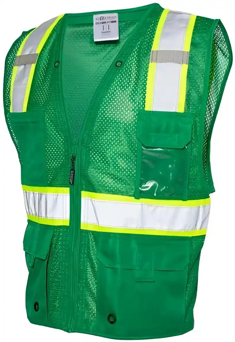 Kishigo B100-111 Ev Series Enhanced Visibility Multi-pocket Mesh Vest - Green Lime - B104