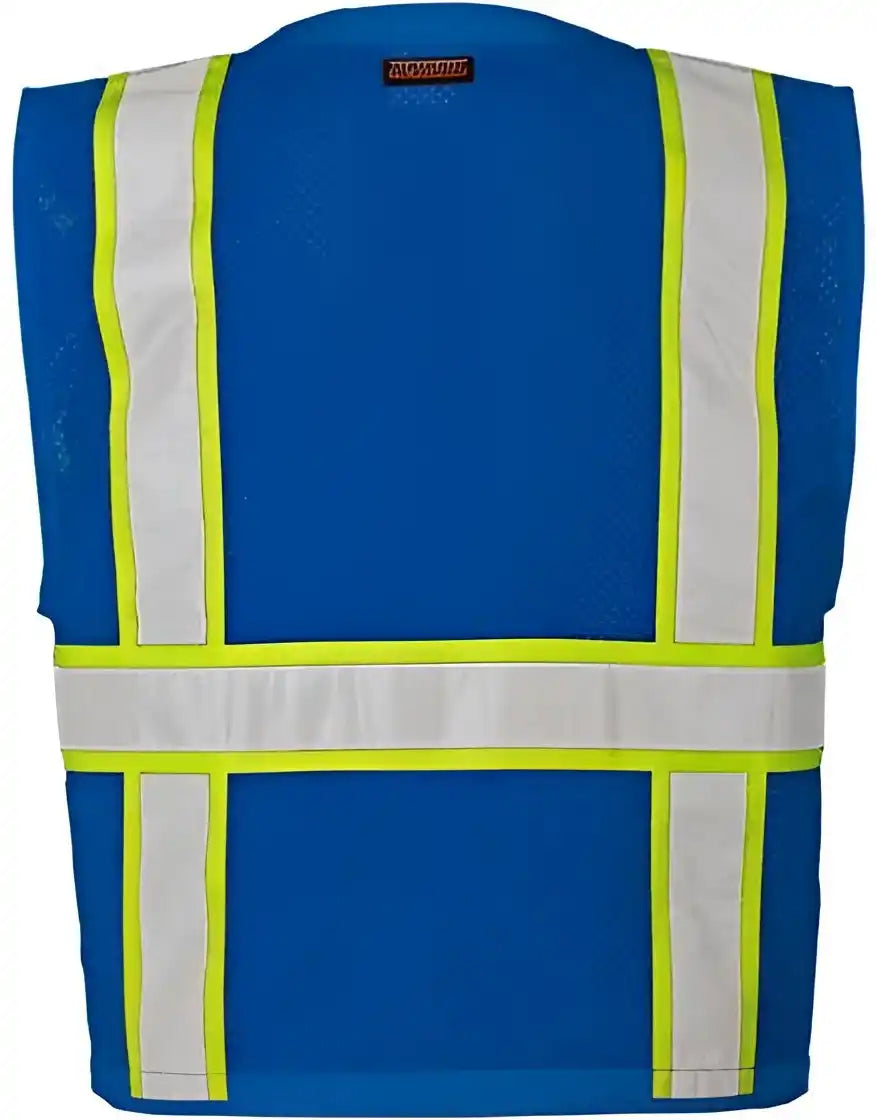 Kishigo B100 111 Ev Series Enhanced Visibility Multi Pocket Mesh Vest Royal Blue Lime B102