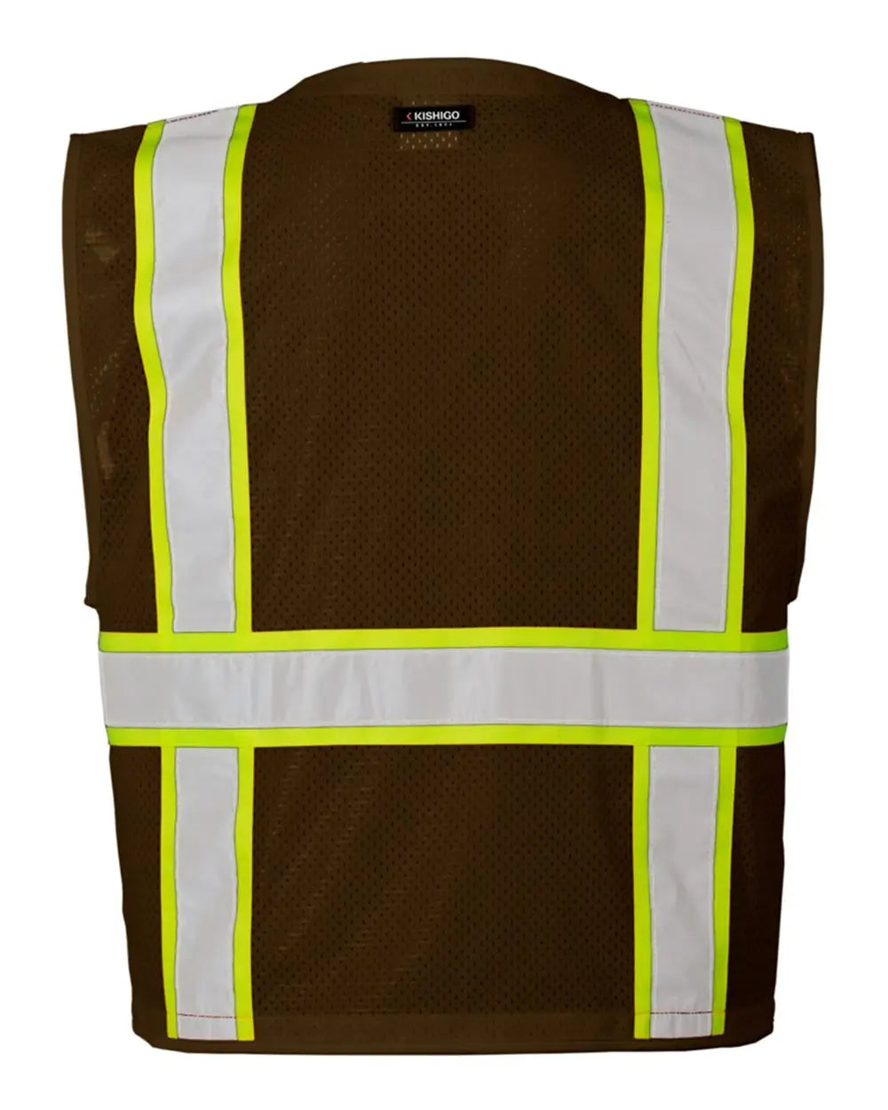 Kishigo B100-111 Ev Series Enhanced Visibility Multi-pocket Mesh Vest - Brown Lime - B108