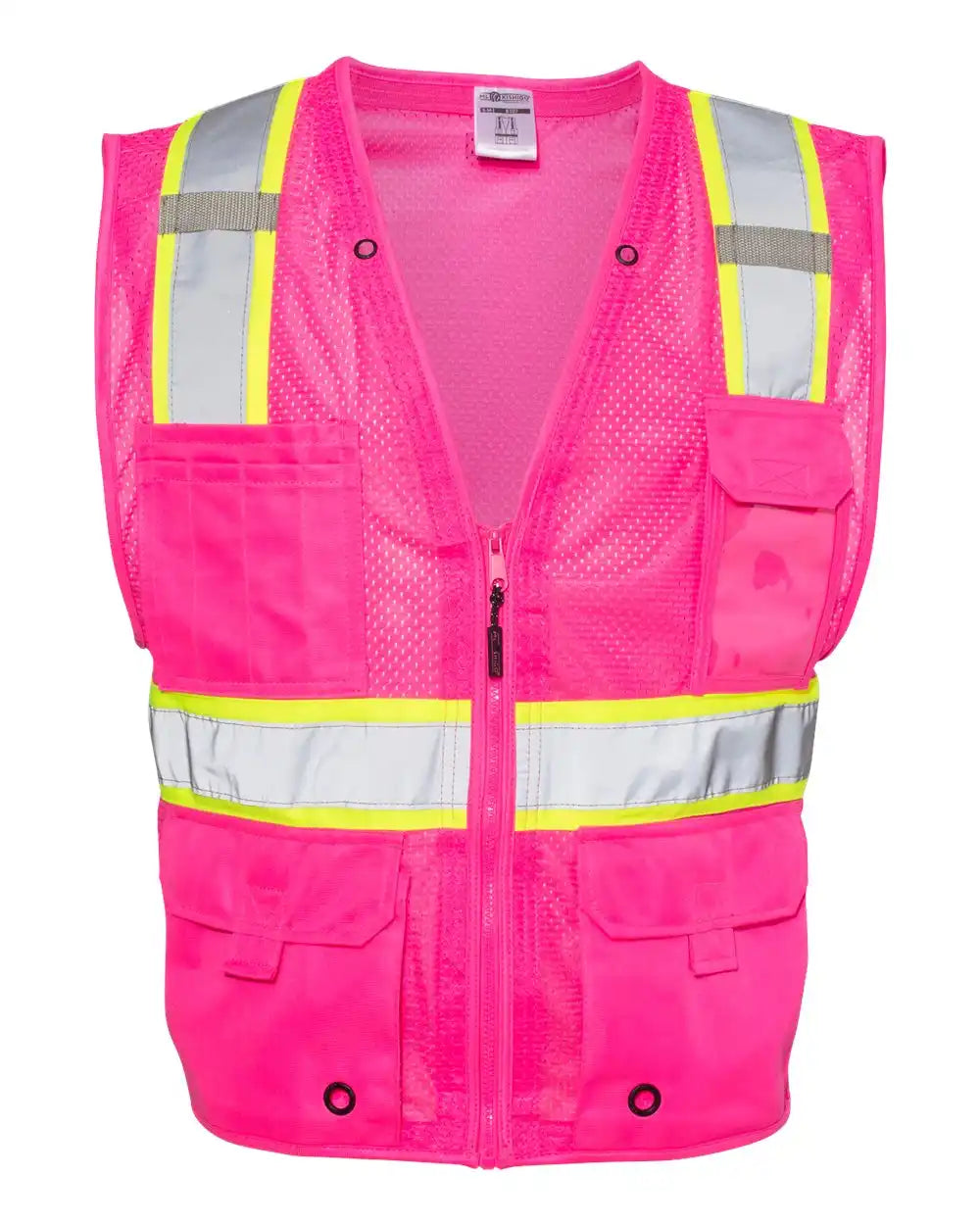 Kishigo B100-111 Ev Series® Enhanced Visibility Multi-pocket Mesh Vest - Pink Lime - B107 - Pink/ - S/m