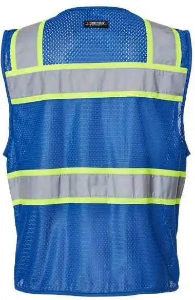 Kishigo B150-156 Ev Series Enhanced Visibility 3 Pocket Mesh Vest - Royal Blue Lime - B152