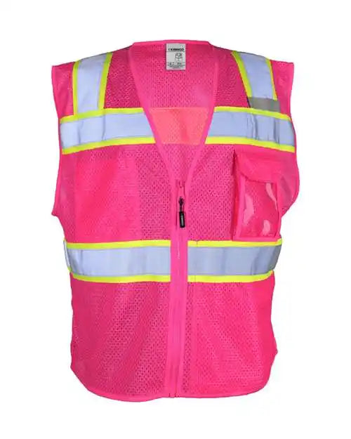 Kishigo B150-156 Ev Series Enhanced Visibility 3 Pocket Mesh Vest - Pink Lime - B156
