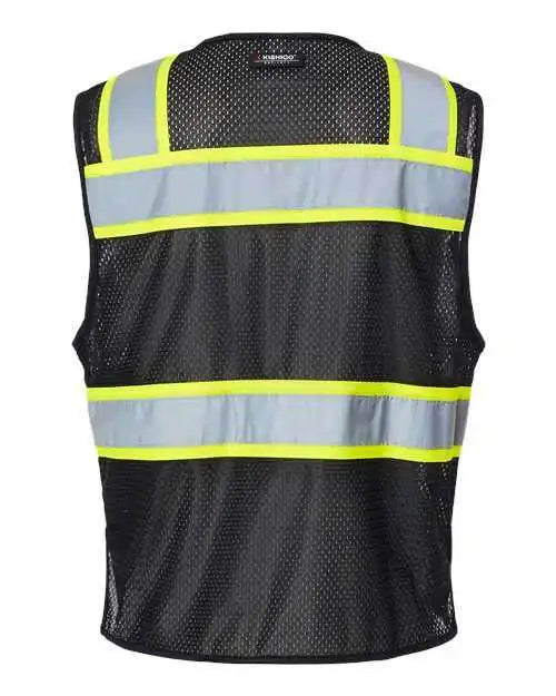 Kishigo B150 156 Ev Series Enhanced Visibility 3 Pocket Mesh Vest Black Lime