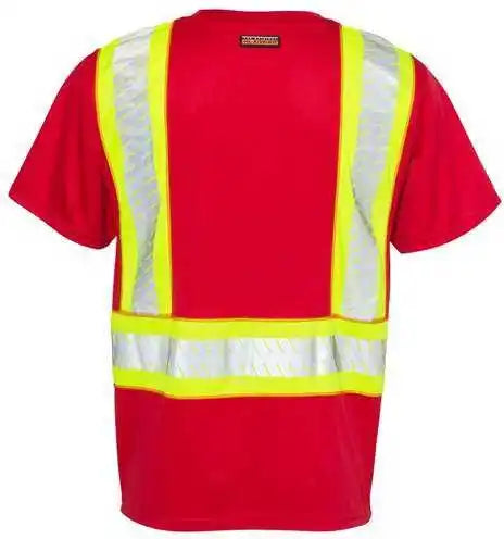 Kishigo B200 204 Ev Series Enhanced Visibility Contrast Pocket t Shirt Red Lime B203