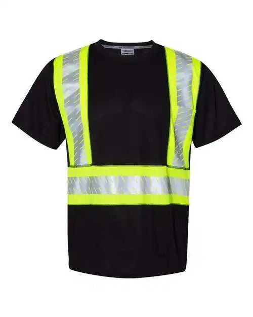 Kishigo B200-204 Ev Series Enhanced Visibility Contrast Pocket T-shirt - Black Lime - B200