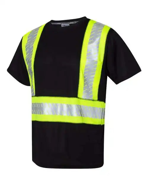 Kishigo B200-204 Ev Series Enhanced Visibility Contrast Pocket T-shirt - Black Lime - B200