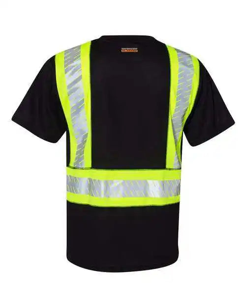 Kishigo B200-204 Ev Series Enhanced Visibility Contrast Pocket T-shirt - Black Lime - B200