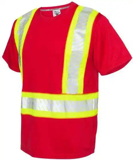 Kishigo B200 204 Ev Series Enhanced Visibility Contrast Pocket t Shirt Red Lime B203