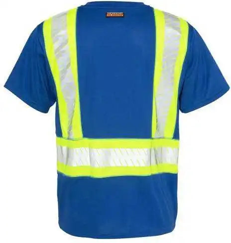 Kishigo B200-204 Ev Series Enhanced Visibility Contrast Pocket T-shirt - Royal Blue Lime - B202