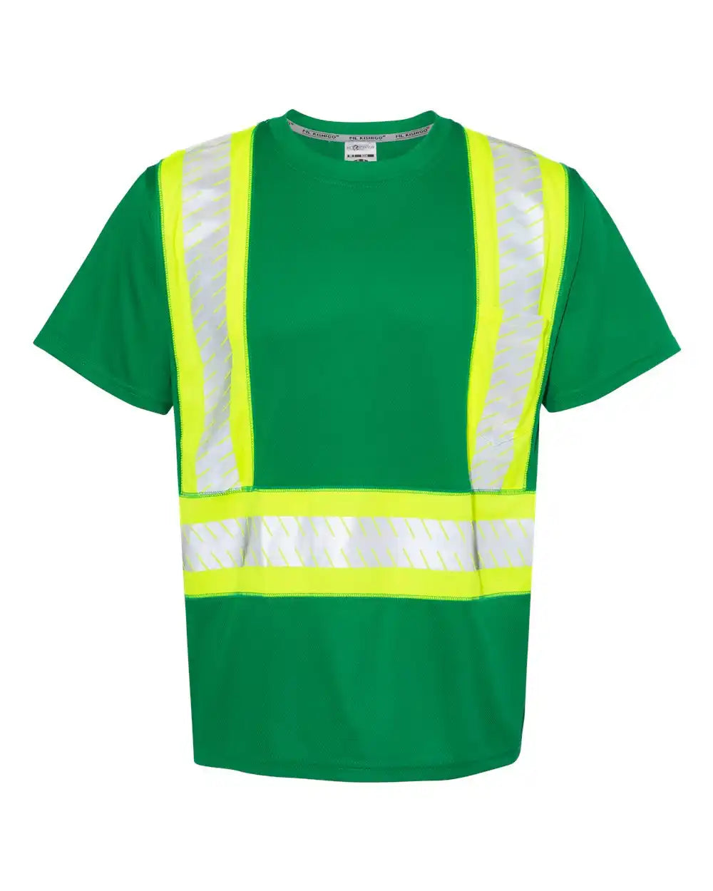 Kishigo B200 Ev Series® Enhanced Visibility Contrast Pocket T-shirt - -204 - Green Lime - B204 - Green/ - m