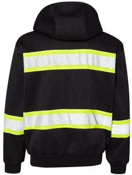 Kishigo B310-313 Ev Series Enhanced Visibility Full-zip Hooded Sweatshirt - Black Lime