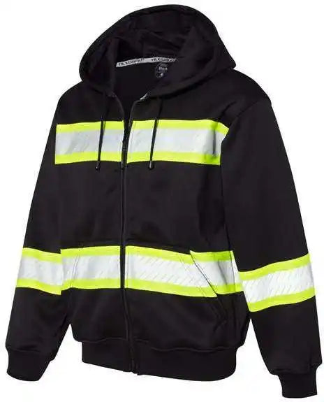 Kishigo B310-313 Ev Series Enhanced Visibility Full-zip Hooded Sweatshirt - Black Lime
