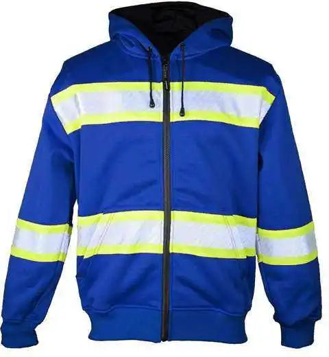 Kishigo B310-313 Ev Series Enhanced Visibility Full-zip Hooded Sweatshirt - Royal Blue Lime