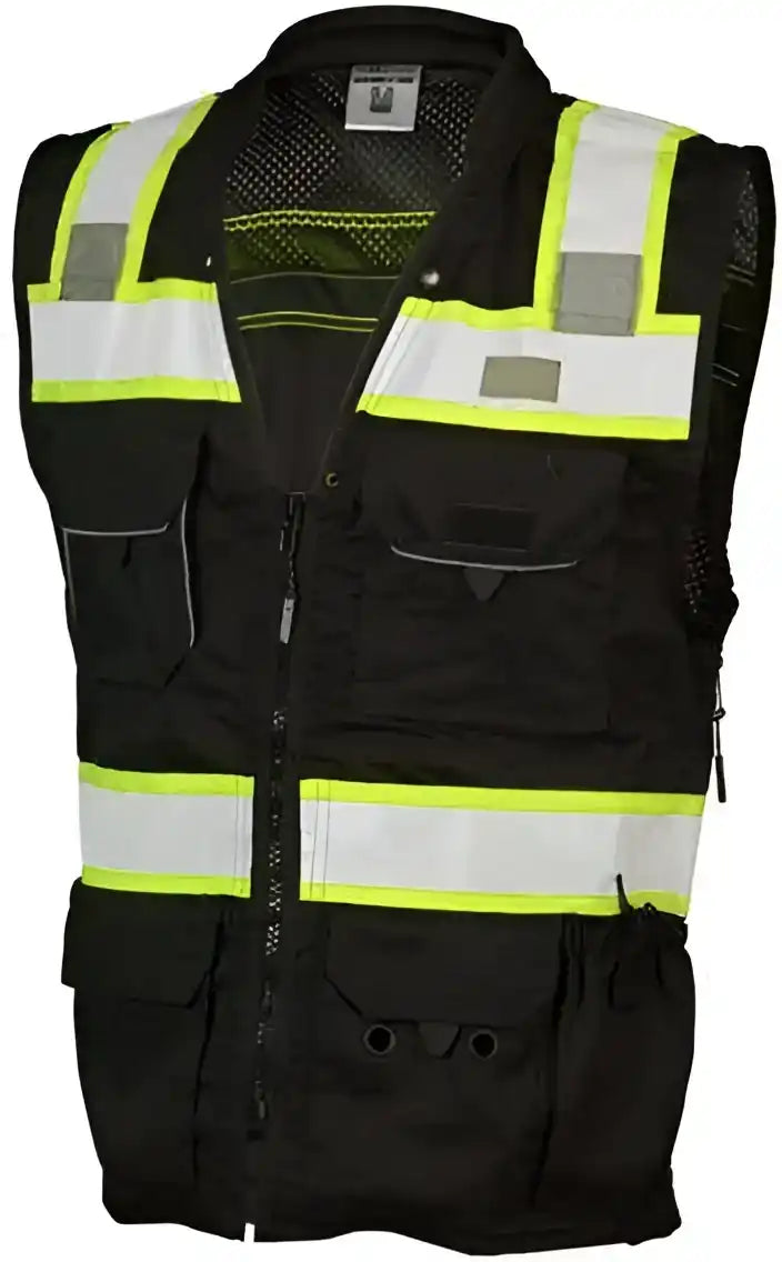 Kishigo B500 Ev Series Enhanced Visibility Professional Utility Vest - Black Lime
