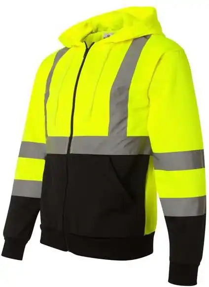 Kishigo Js102-103 Hi-vis Full-zip Hooded Sweatshirt - Lime