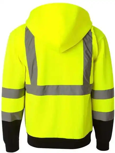 Kishigo Js102 103 Hi Vis Full Zip Hooded Sweatshirt Lime