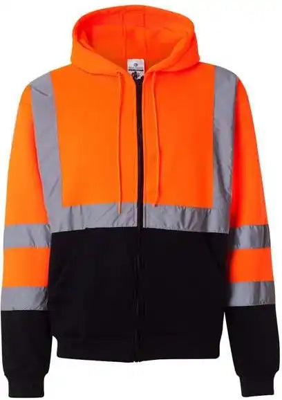 Kishigo Js102-103 Hi-vis Full-zip Hooded Sweatshirt - Orange