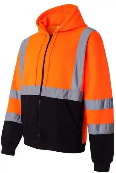 Kishigo Js102-103 Hi-vis Full-zip Hooded Sweatshirt - Orange