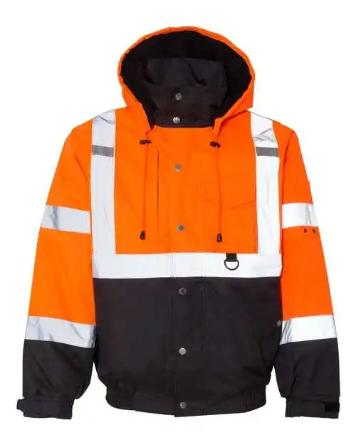 Kishigo Js130 131 Ripstop Bomber Jacket Orange Black