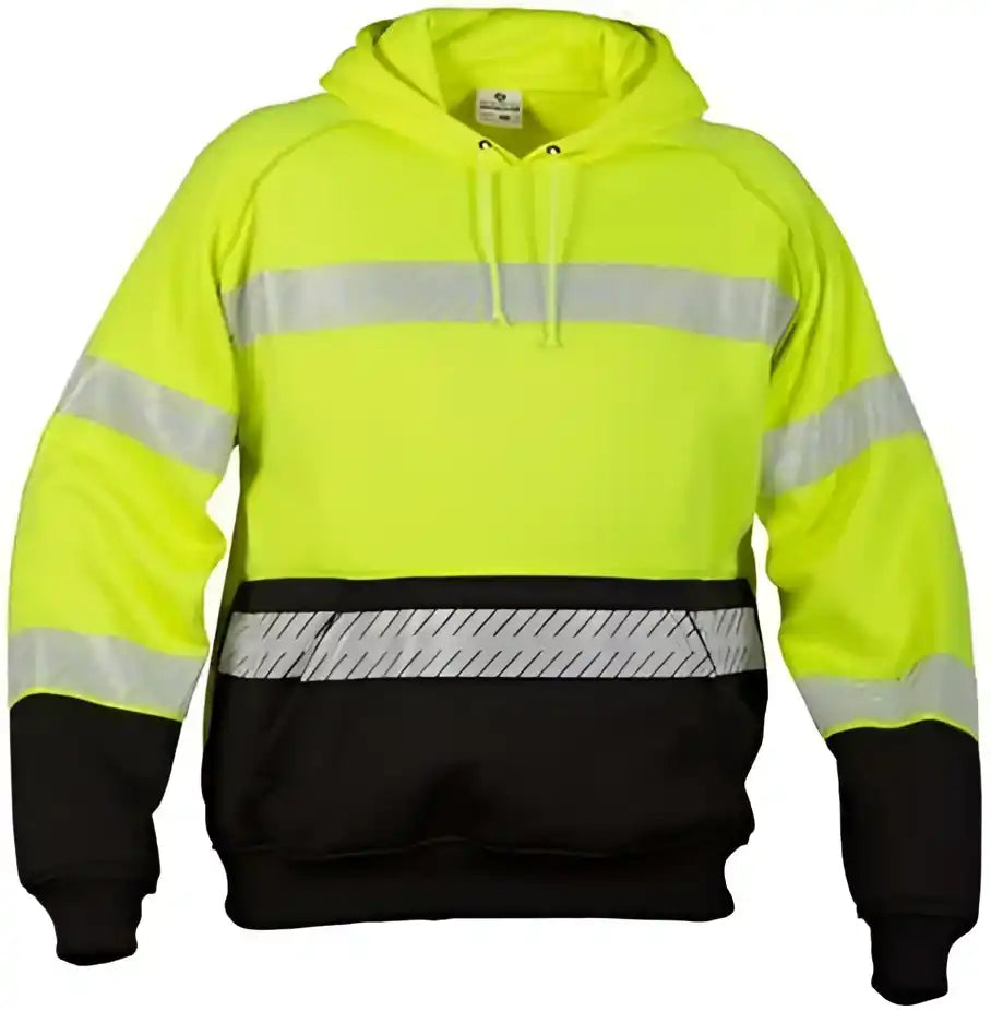 Kishigo Js142 143 Premium Black Series Pull Over Hooded Sweatshirt Lime