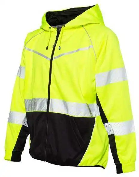 Kishigo Js150 Premium Black Series Full-zip Hooded Sweatshirt - Lime
