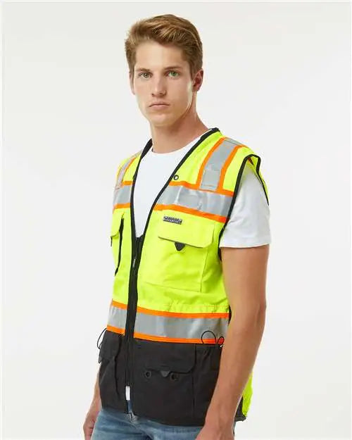 Kishigo S5002-5003 Premium Black Series® Surveyors Vest - Lime