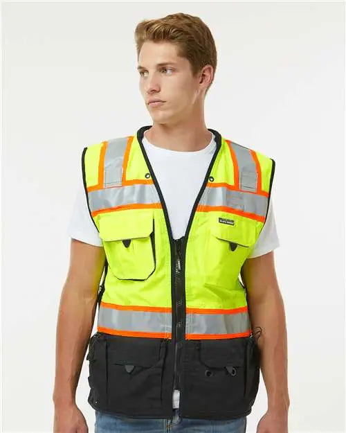 Kishigo S5002-5003 Premium Black Series® Surveyors Vest - Lime