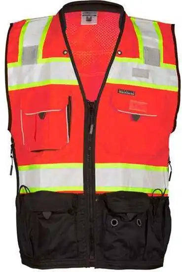 Kishigo S5002-5003 Premium Black Series Surveyors Vest - Fluorescent Red (s5702)