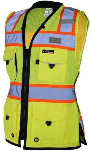 Kishigo S5021 5022 Premium Black Series Women’s Heavy Duty Surveyors Vest Lime
