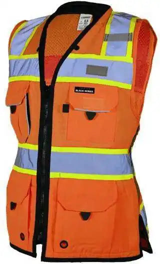 Kishigo S5021-5022 Premium Black Series Women’s Heavy Duty Surveyors Vest - Orange