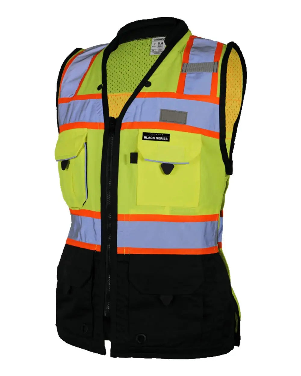 Kishigo S50215022 Premium Black Series Women’s Heavy Duty Surveyors Vest - S5021-5022 - Lime - Adult s