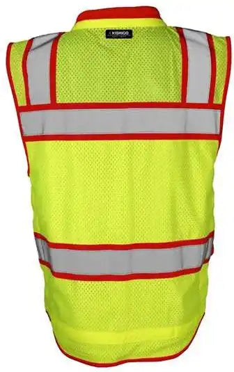 Kishigo S5042-5046 Color Contrast High Performance Surveyors Vest - Lime Red - S5043