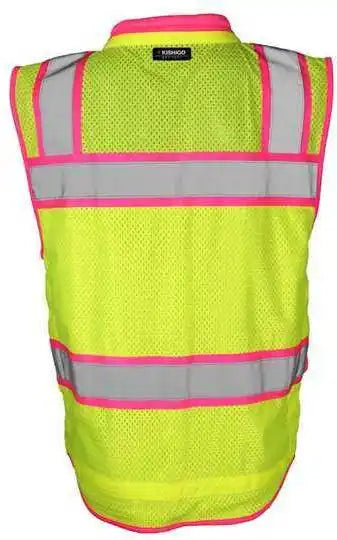 Kishigo S5042 5046 Color Contrast High Performance Surveyors Vest Lime Pink S5046