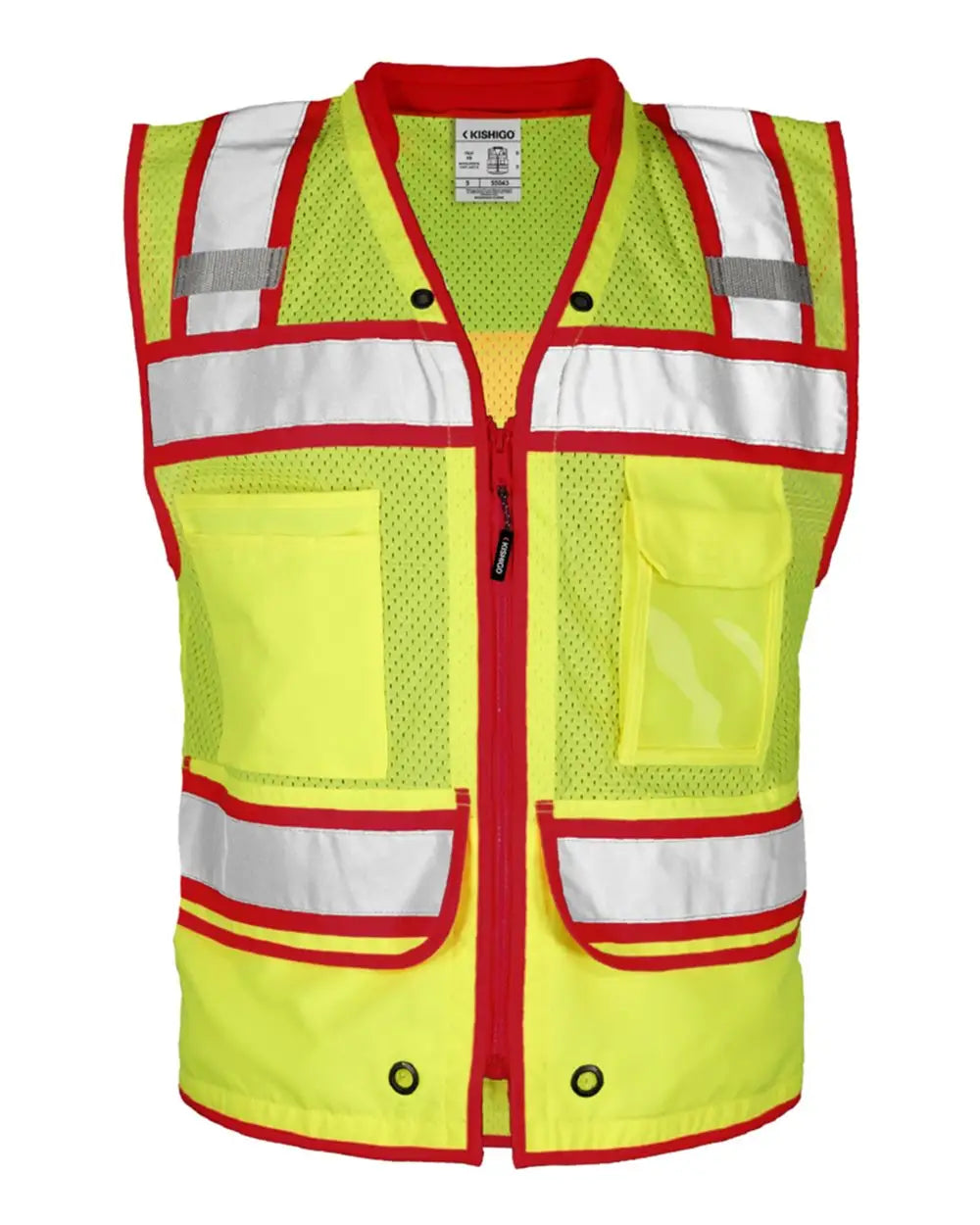 Kishigo S5042-5046 Color Contrast High Performance Surveyors Vest - Lime Red - S5043 - s