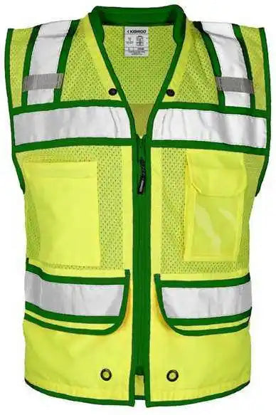 Kishigo S5042 5046 Color Contrast High Performance Surveyors Vest Lime Green S5044