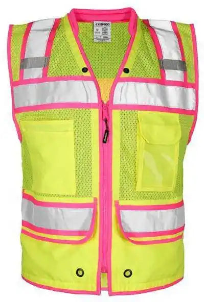 Kishigo S5042 5046 Color Contrast High Performance Surveyors Vest Lime Pink S5046