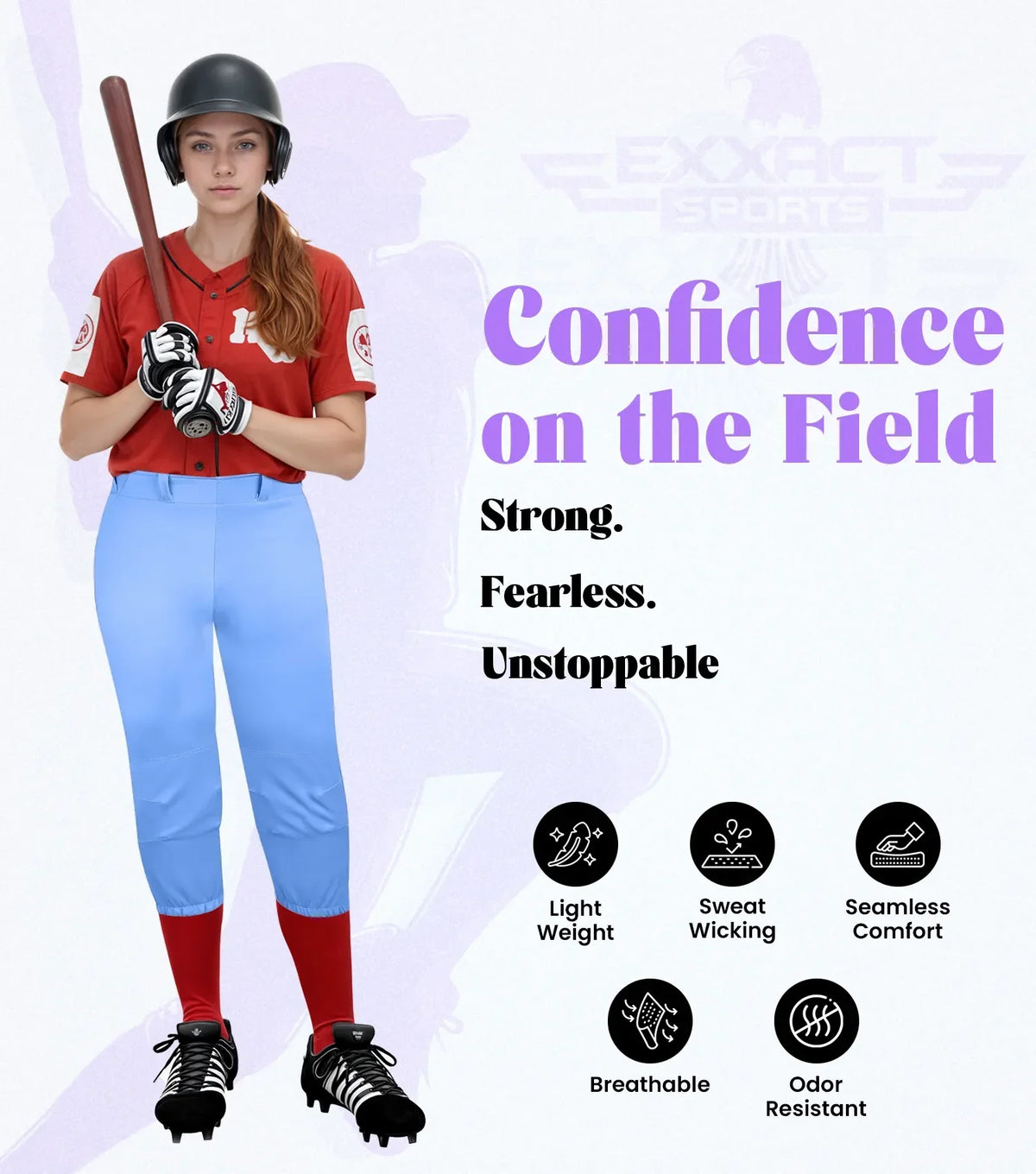 Knicker/yoga Style Softball Pants for Girls (columbia Blue)
